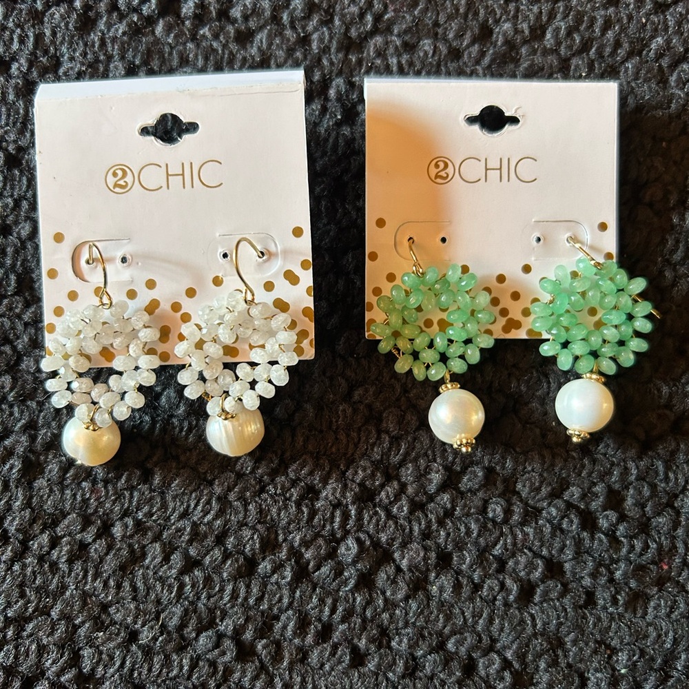 Bead and Pearl Dangle Earrings